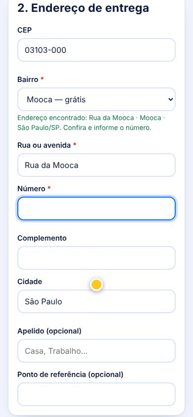 Endereço de entrega preenchido automaticamente pelo CEP